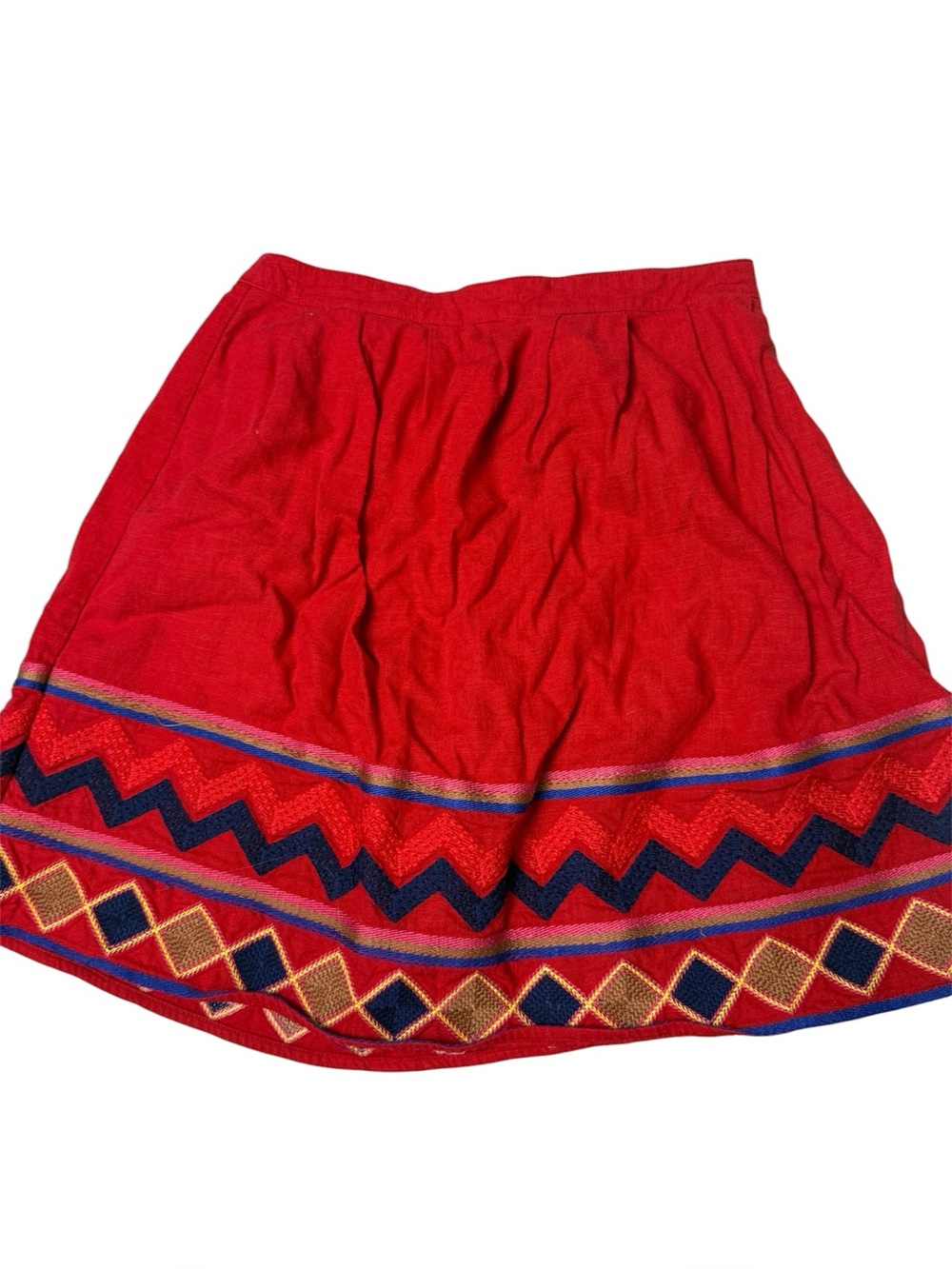 Pomelo skirt embroidered hem fit & flare pleated red skirt XS from Stitch Fix